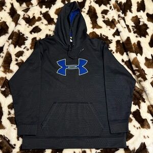 Under Armour Black Hoodie with Vibrant Blue Logo Size XXL